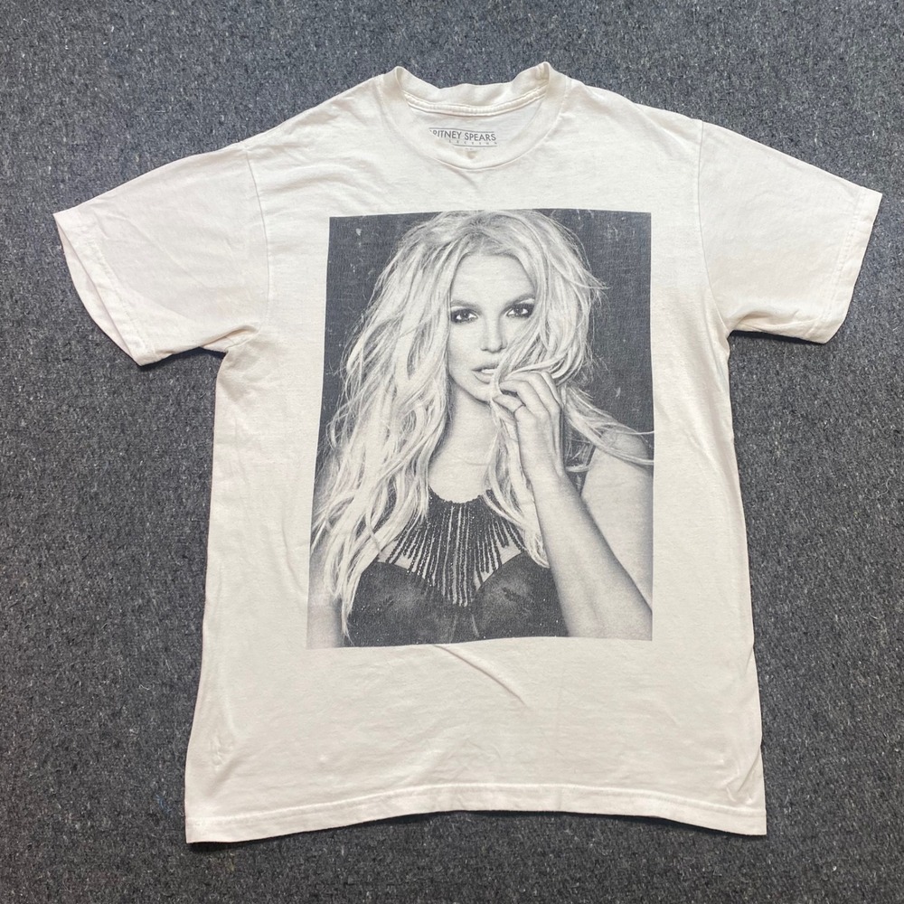 Britney Spears Collection TShirt Sz S Mens White Y2K Pop Star Graphic Portrait